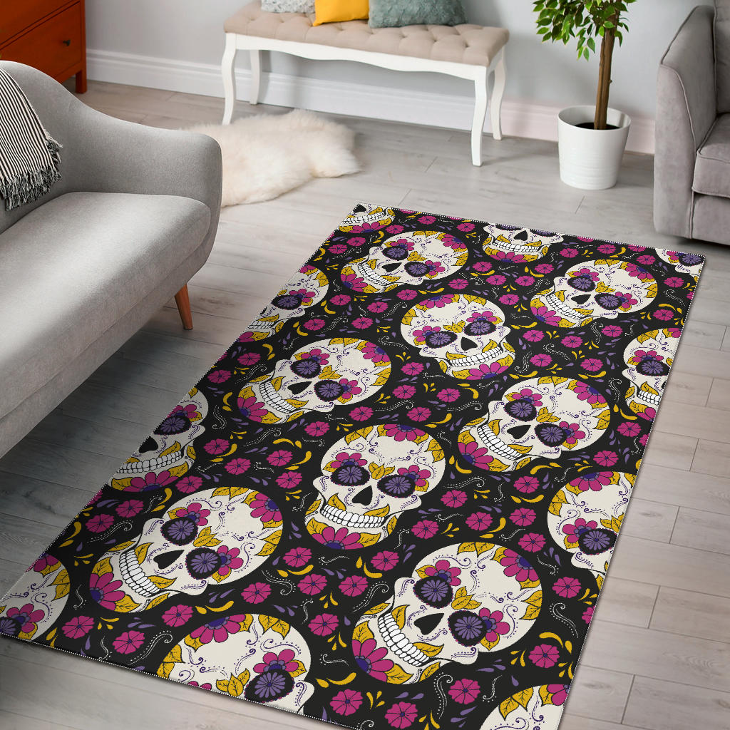 Sugar skull area rug, day of the dead rug carpet