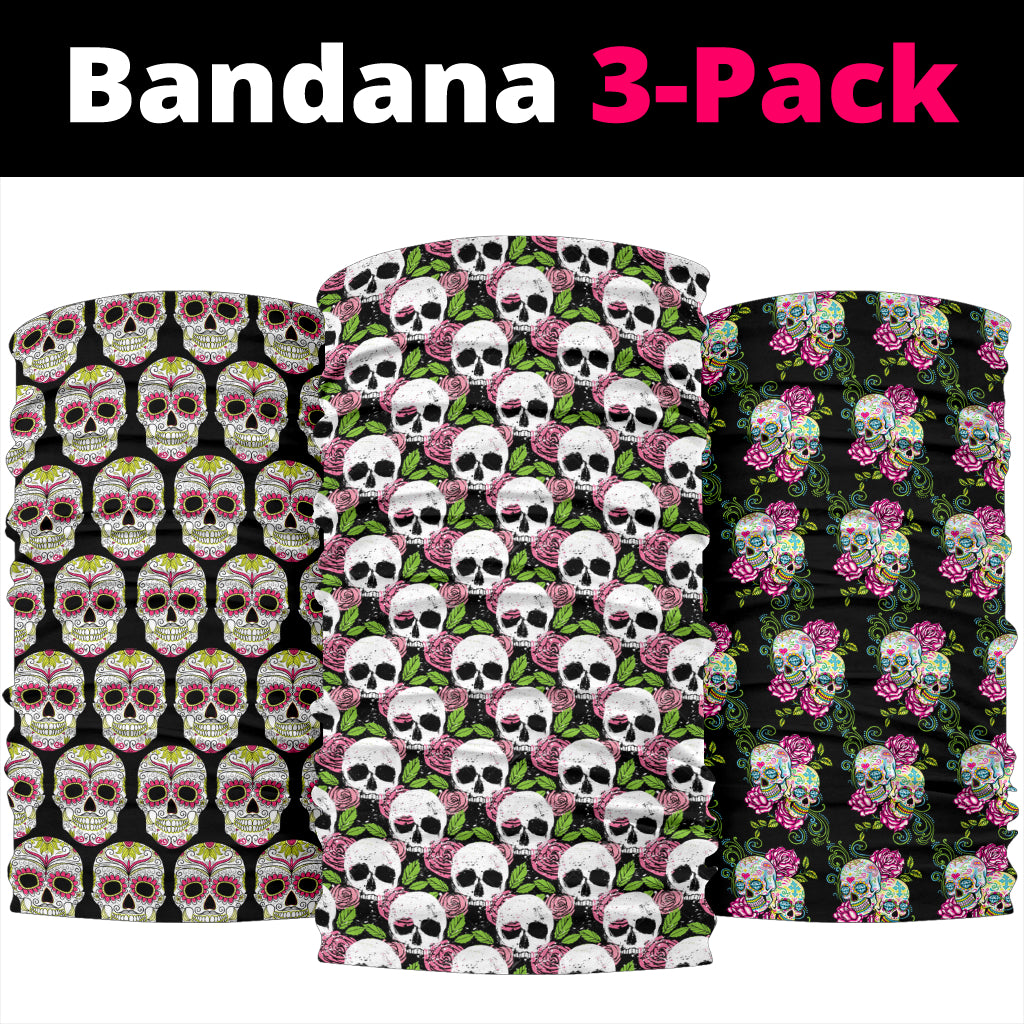 Set of 3 pcs skull sugar skull bandana