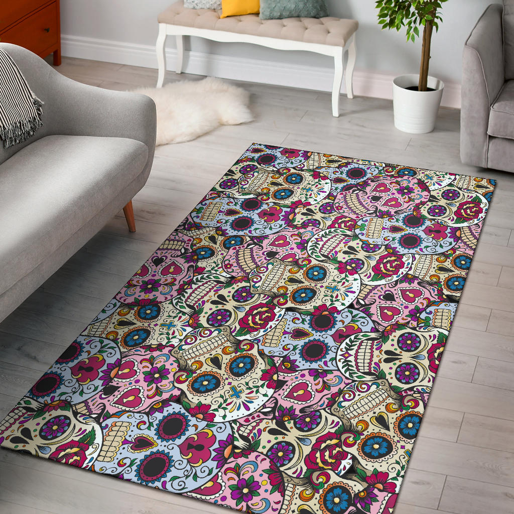Sugar skull area rug