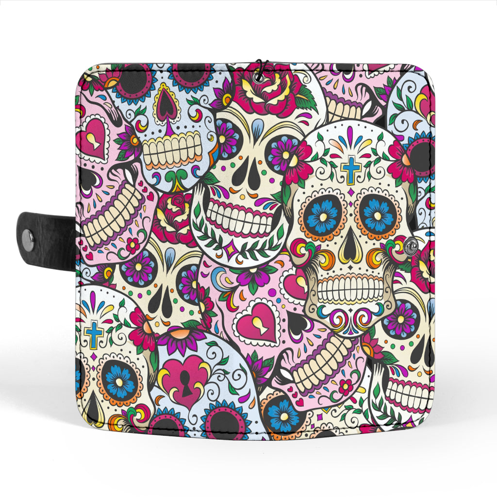 Sugar skull wallet phone case