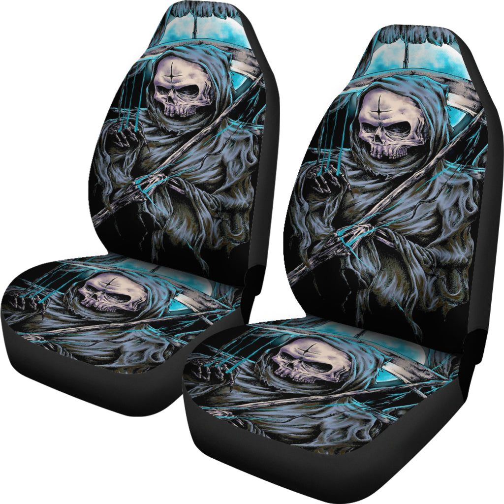 Set 2 pcs Gothic skull car seat covers