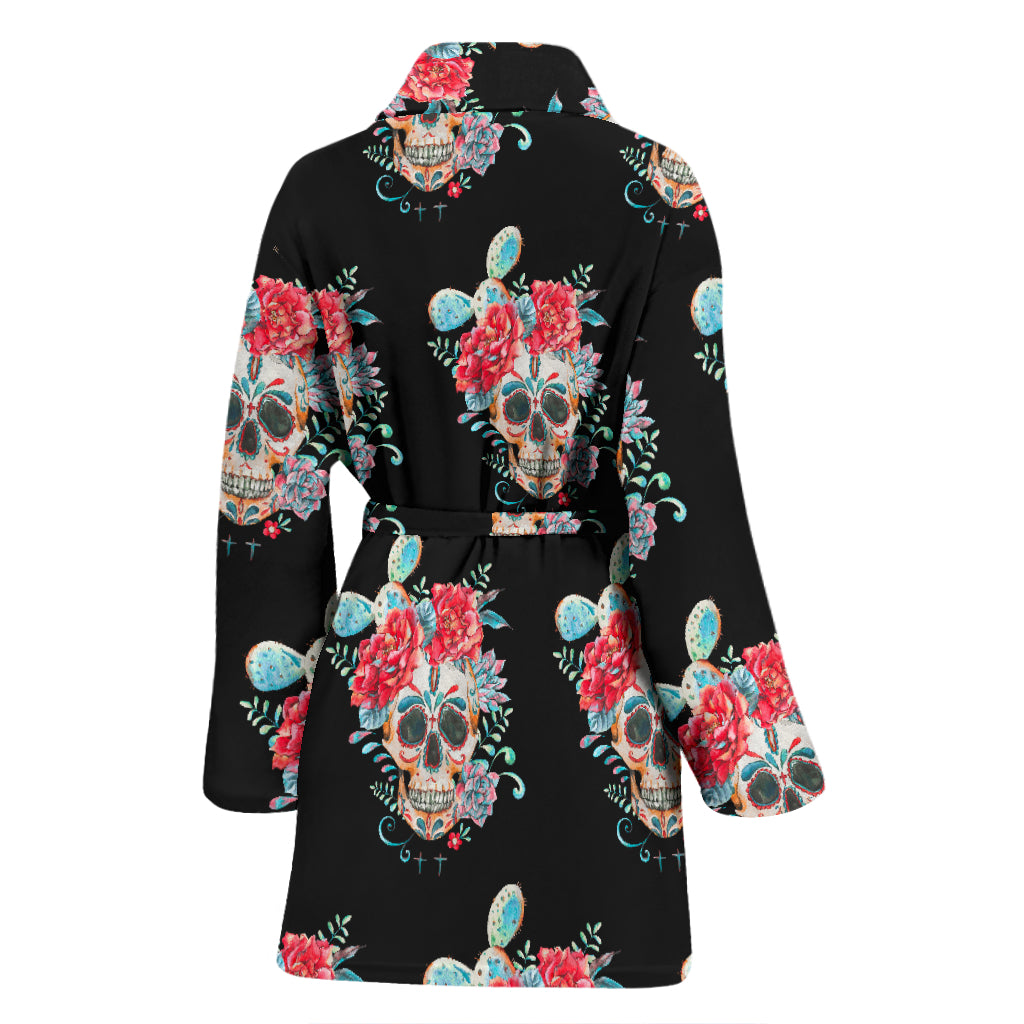 Day of the dead sugar skull bath robe