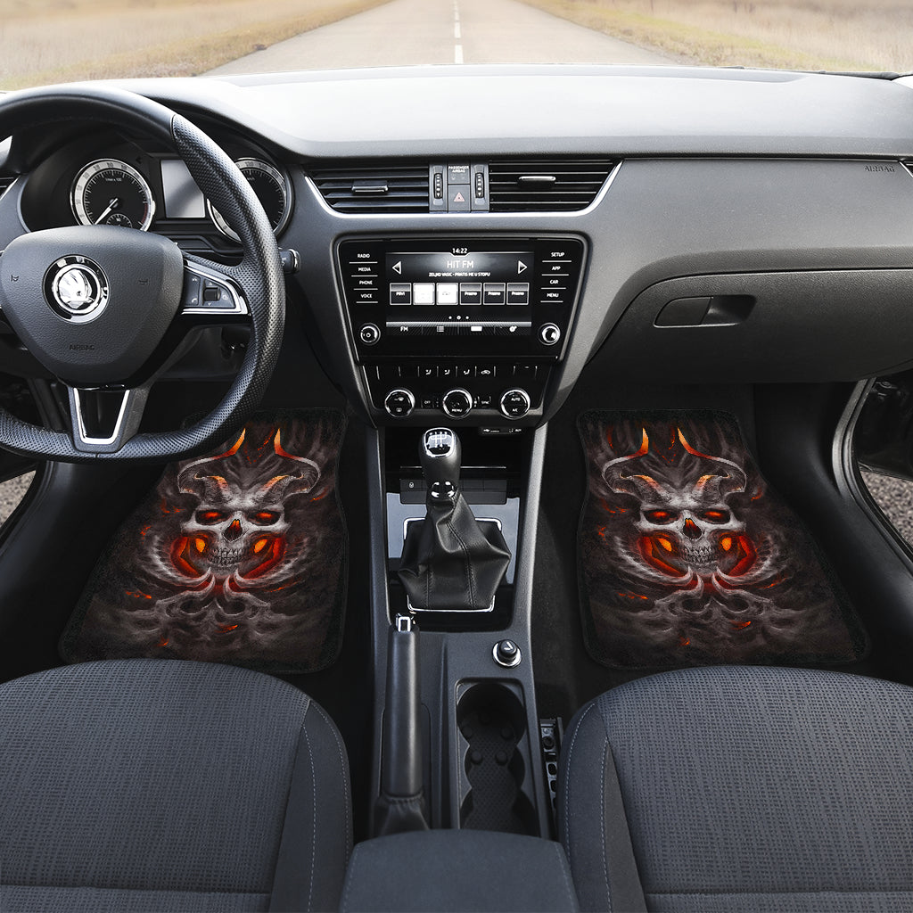 Awsome skull burning car mat