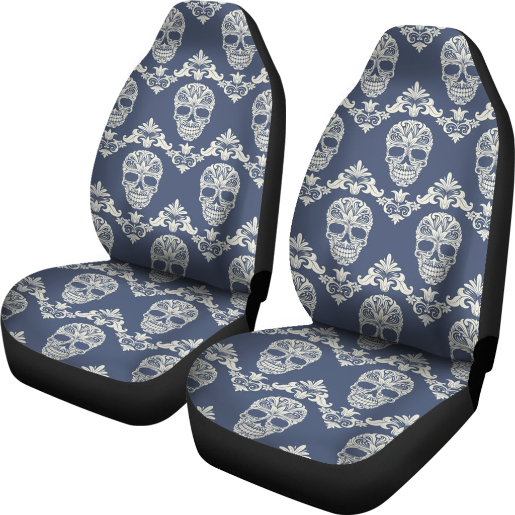 Set of 2 sugar skull car seat covers