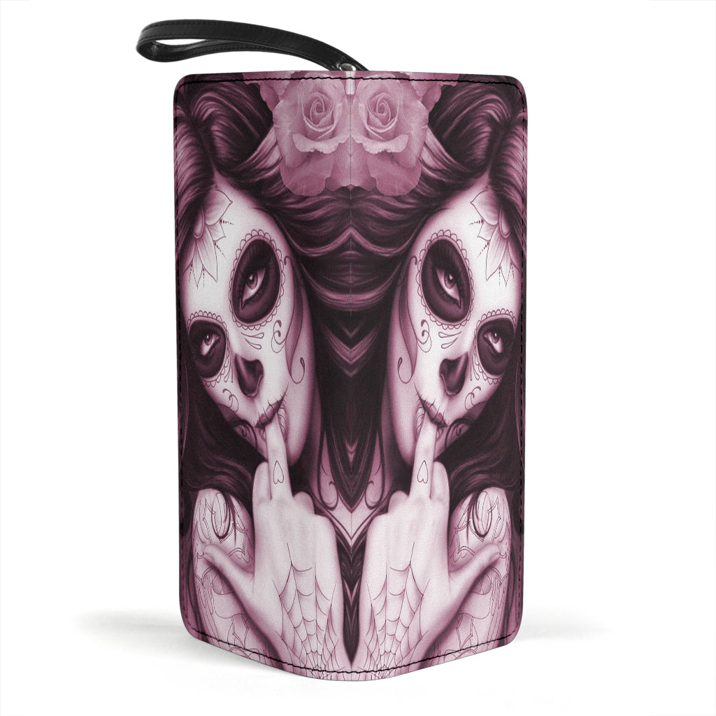 Sugar skull girls wallet clutch purse