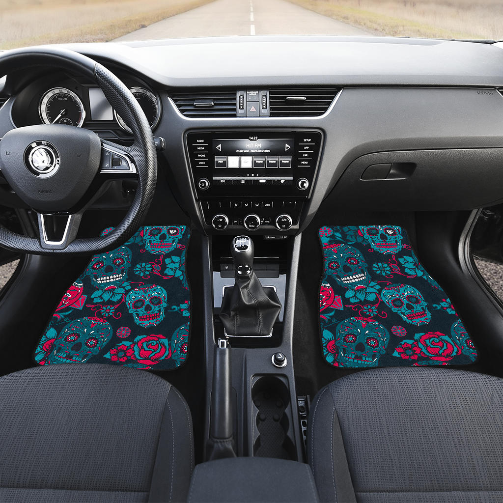 Set of 4 pcs sugar skull car mat