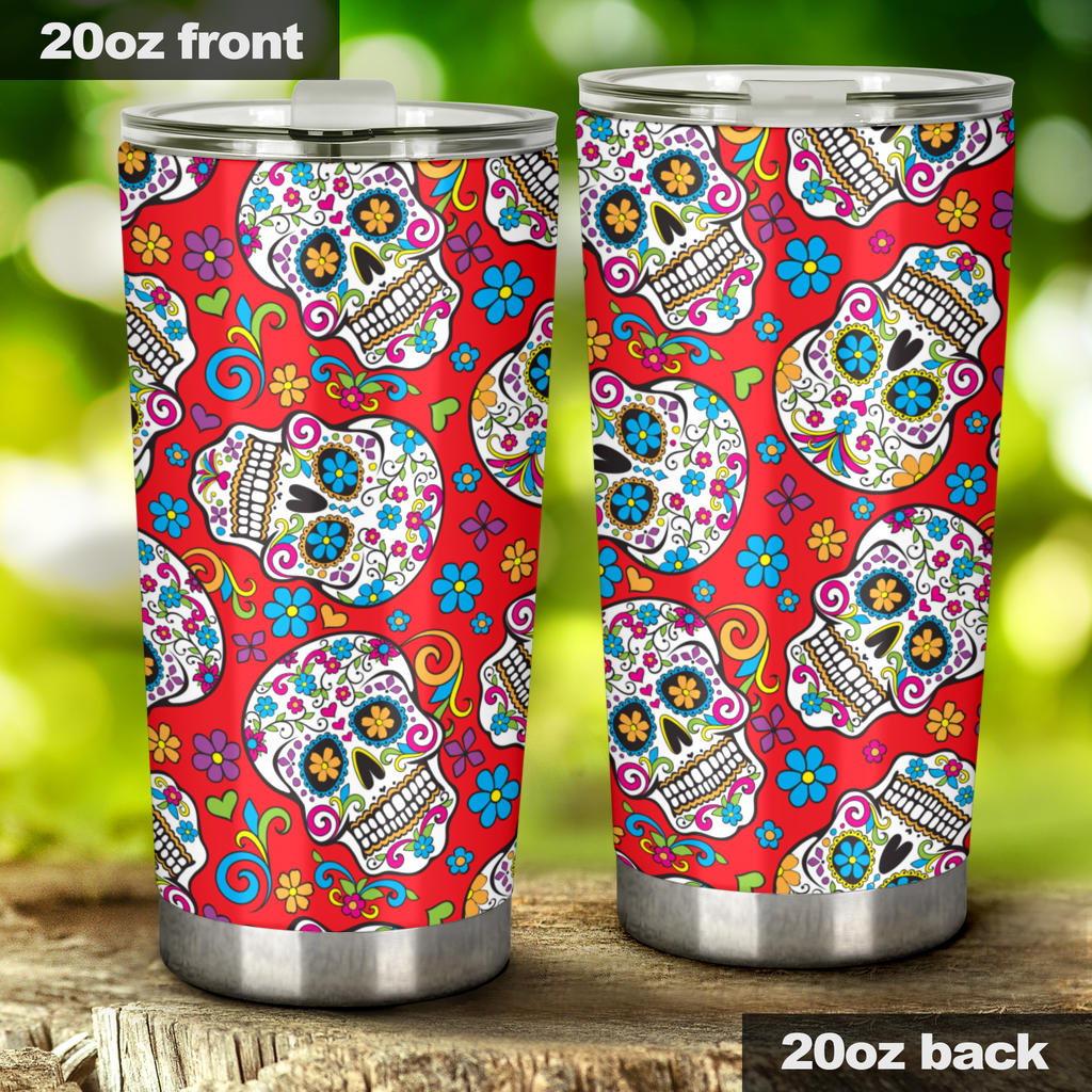 Sugar skull tumbler mug cup