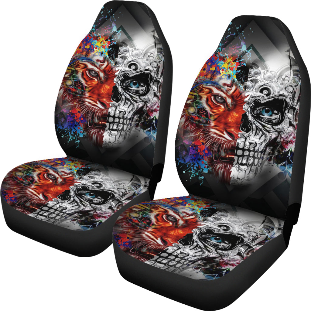 Set 2 skull tiger car seat cover