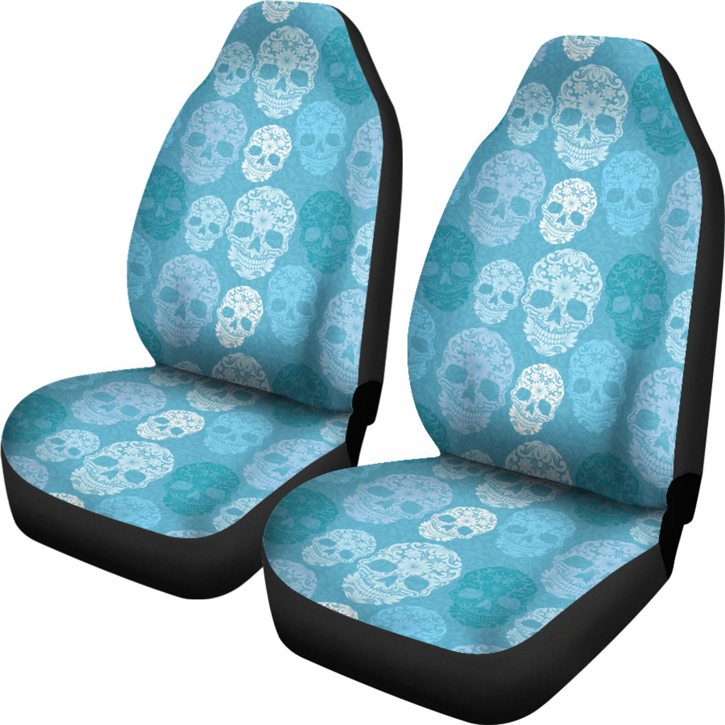 Set of 2 pcs - Skull Gothic Horror Flaming Fire Halloween skull car seat covers