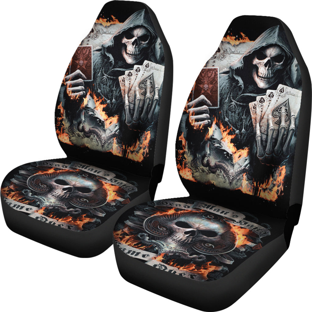 Set of 2 pcs grim reaper skull girl car seat covers