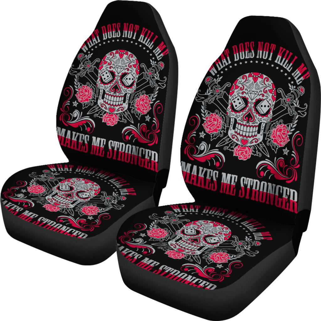 Set of 2 sugar skull car seat cover day of the dead