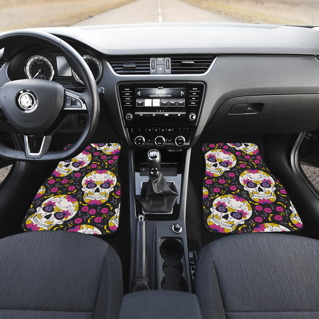 Set of 4 pcs sugar skull day of the dead car mat