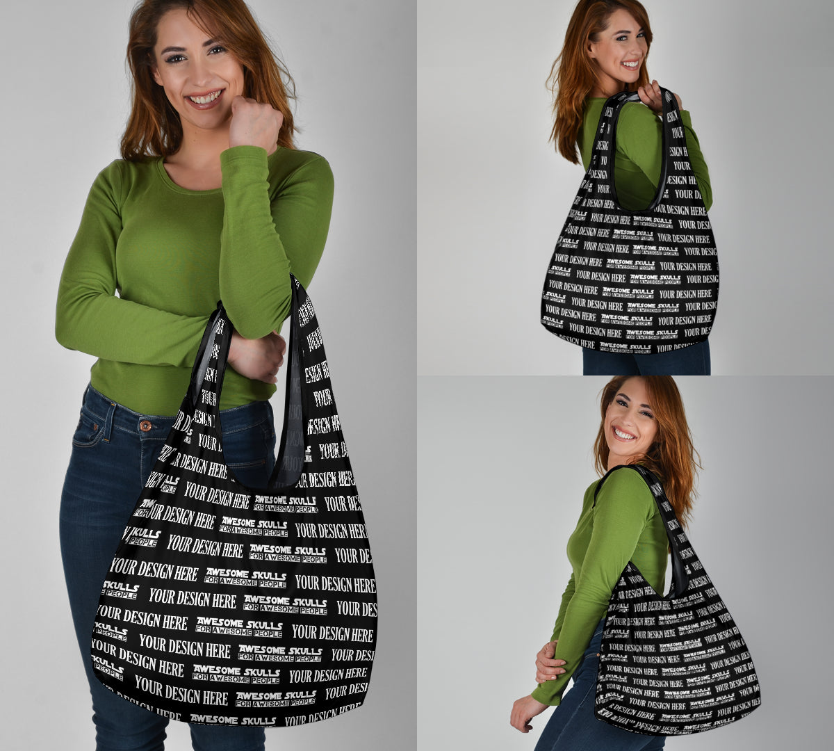 Custom design POD print on demand Grocery bags