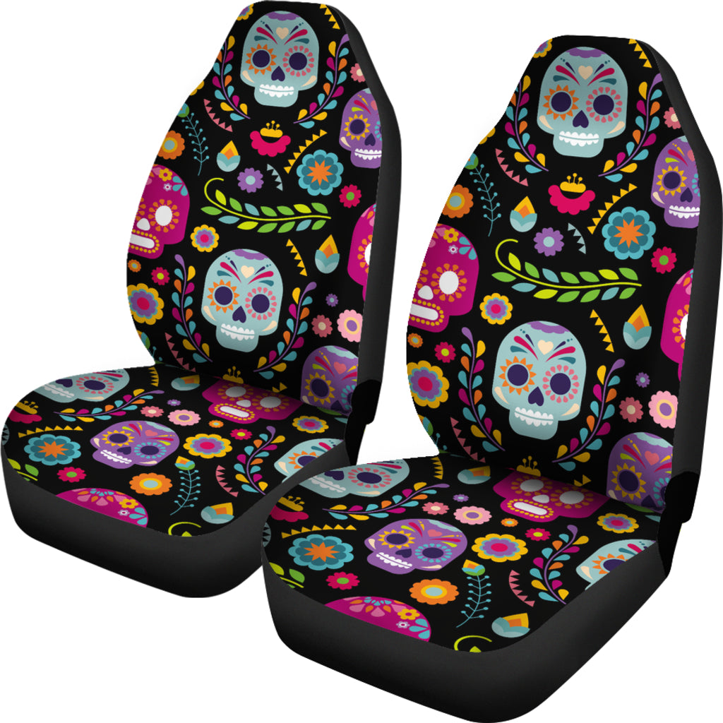 Set 2 seat cover sugar skulls
