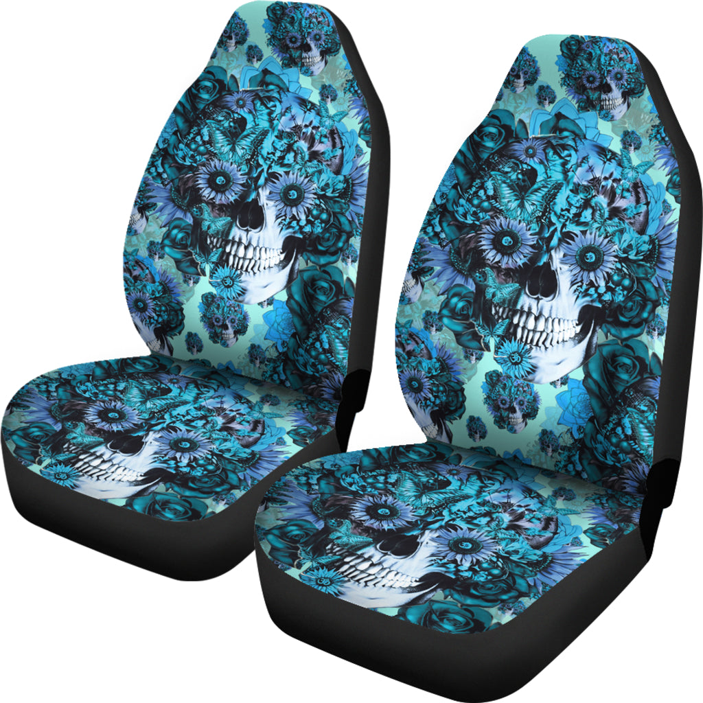 Set 2 pcs Gothic skull car seat covers