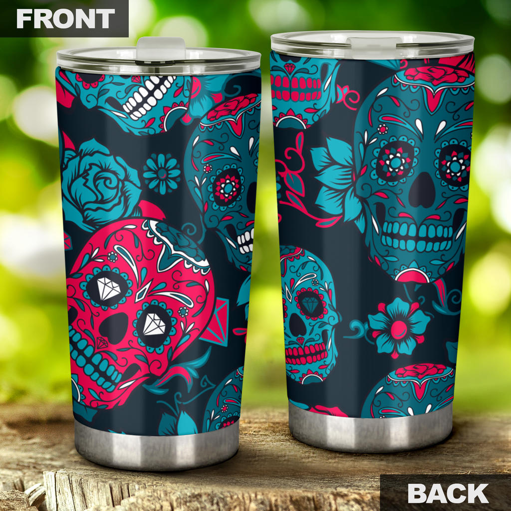 Sugar skull day of the dead tumbler