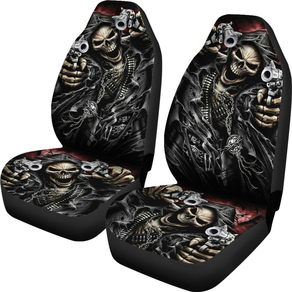 Set 2 pcs - grim reaper skull Gothic seat cover sugar skulls