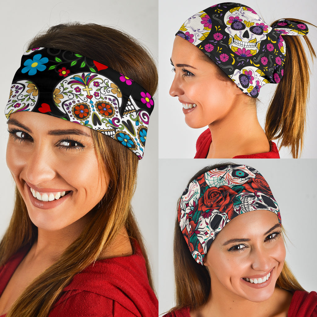 Set of 3 Day of the dead sugar skull bandana