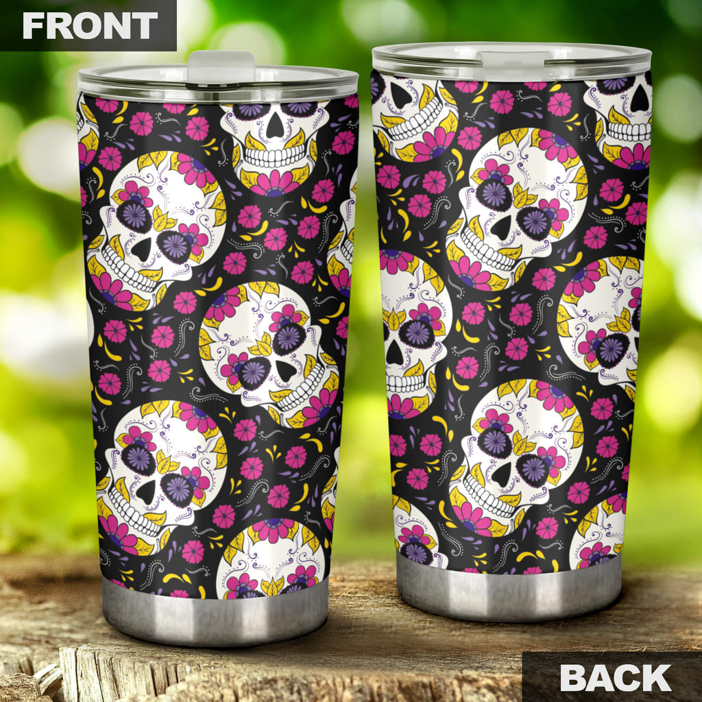 Sugar skull tumbler mug cup