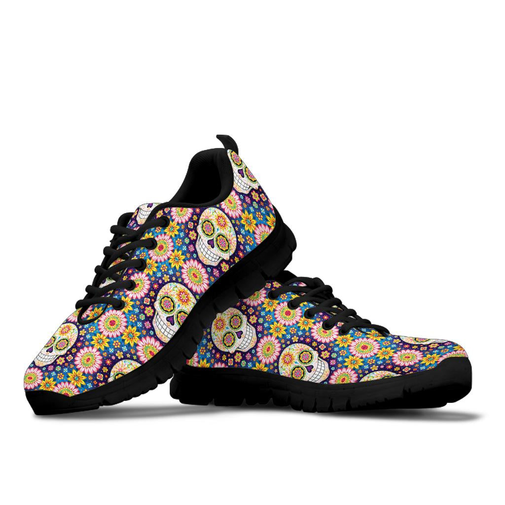 Sugar skull sneakers shoes - black