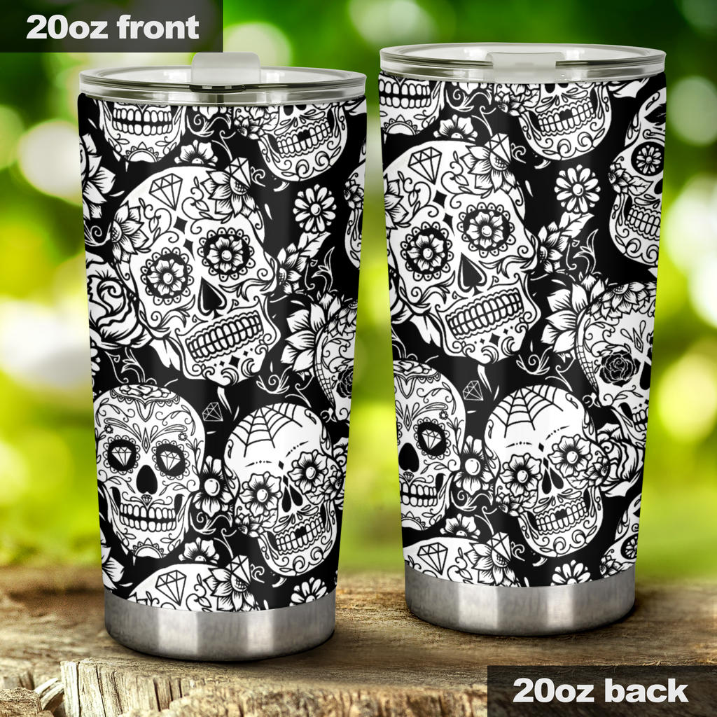 Sugar skull tumbler mug cup