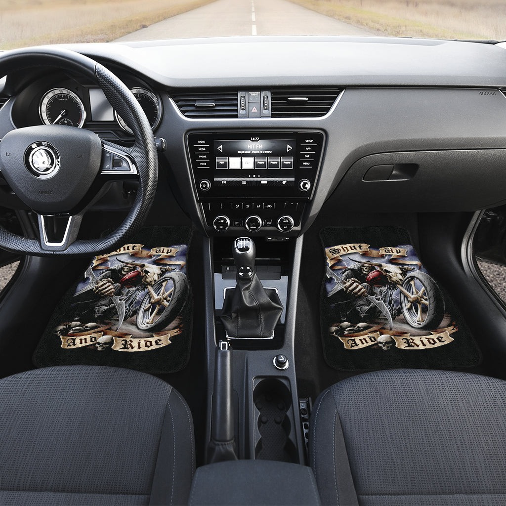 Set of 4 pcs ride or die grim reaper skull car mats