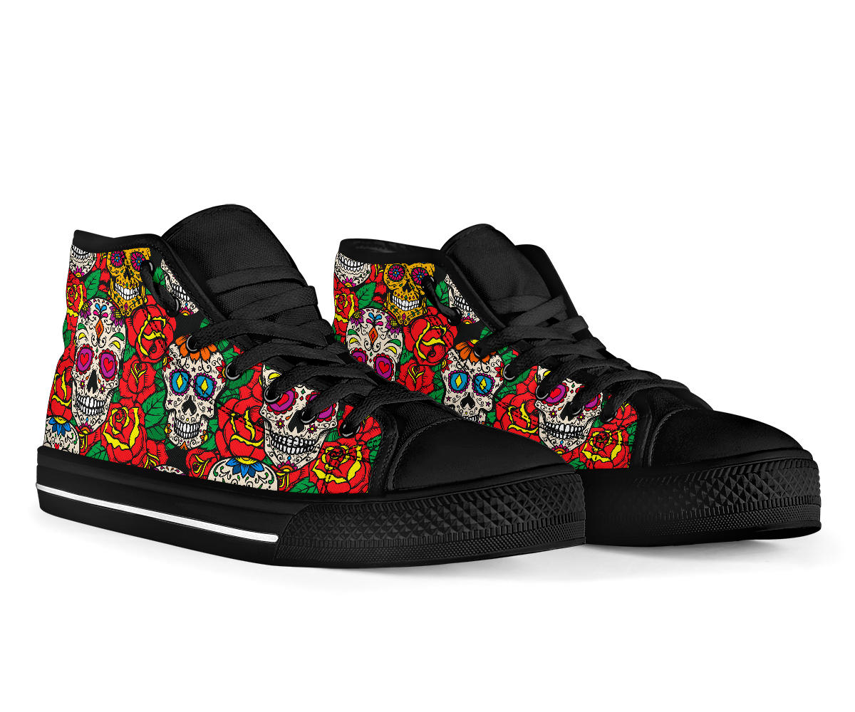 Black Sugar skull high top shoes