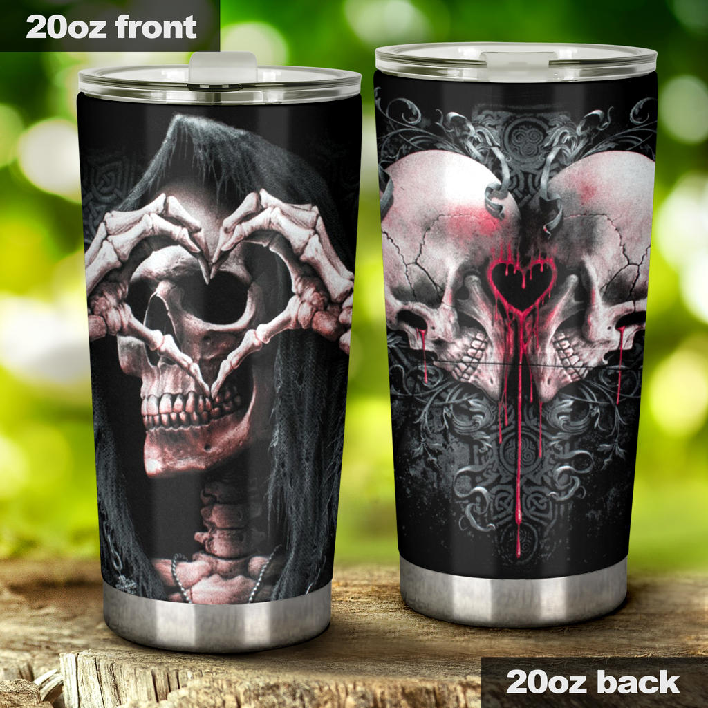 Skull grim reaper tumbler mug