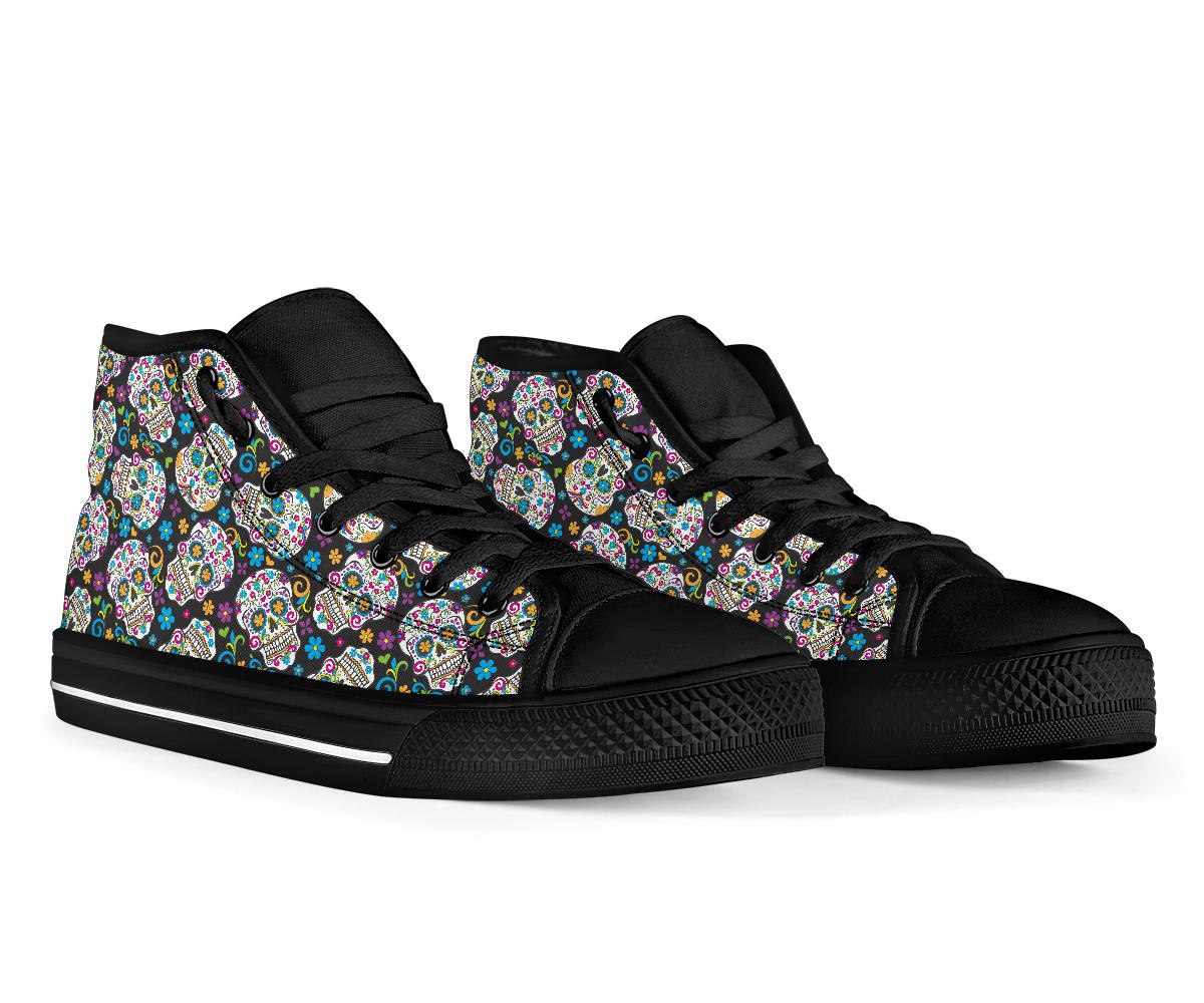 Black Sugar skull high top shoes