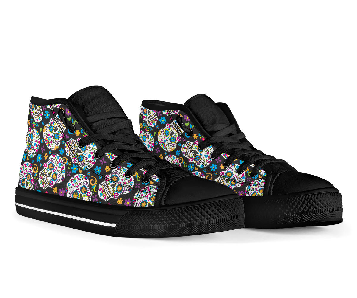 Sugar skull day of the dead high top shoes