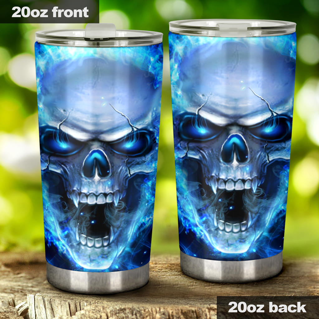 Fire skull tumbler mug