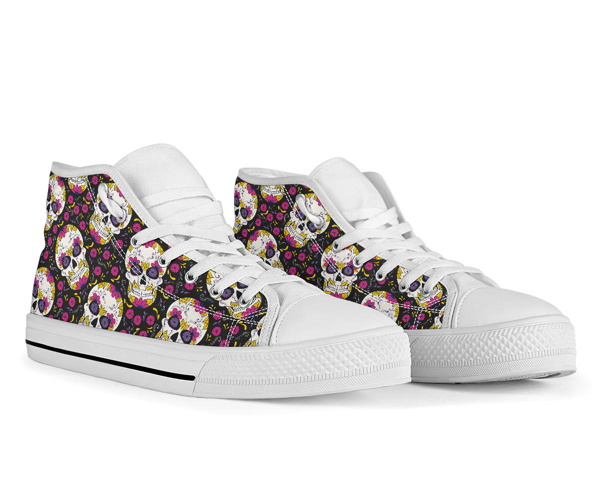 Black Sugar skull high top shoes