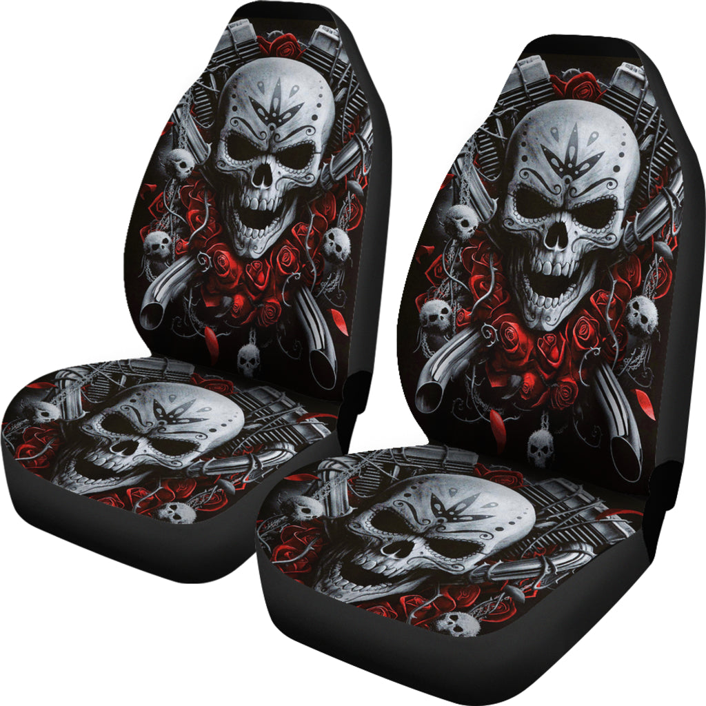 Set 2 pcs Gothic Biker skull car seat covers