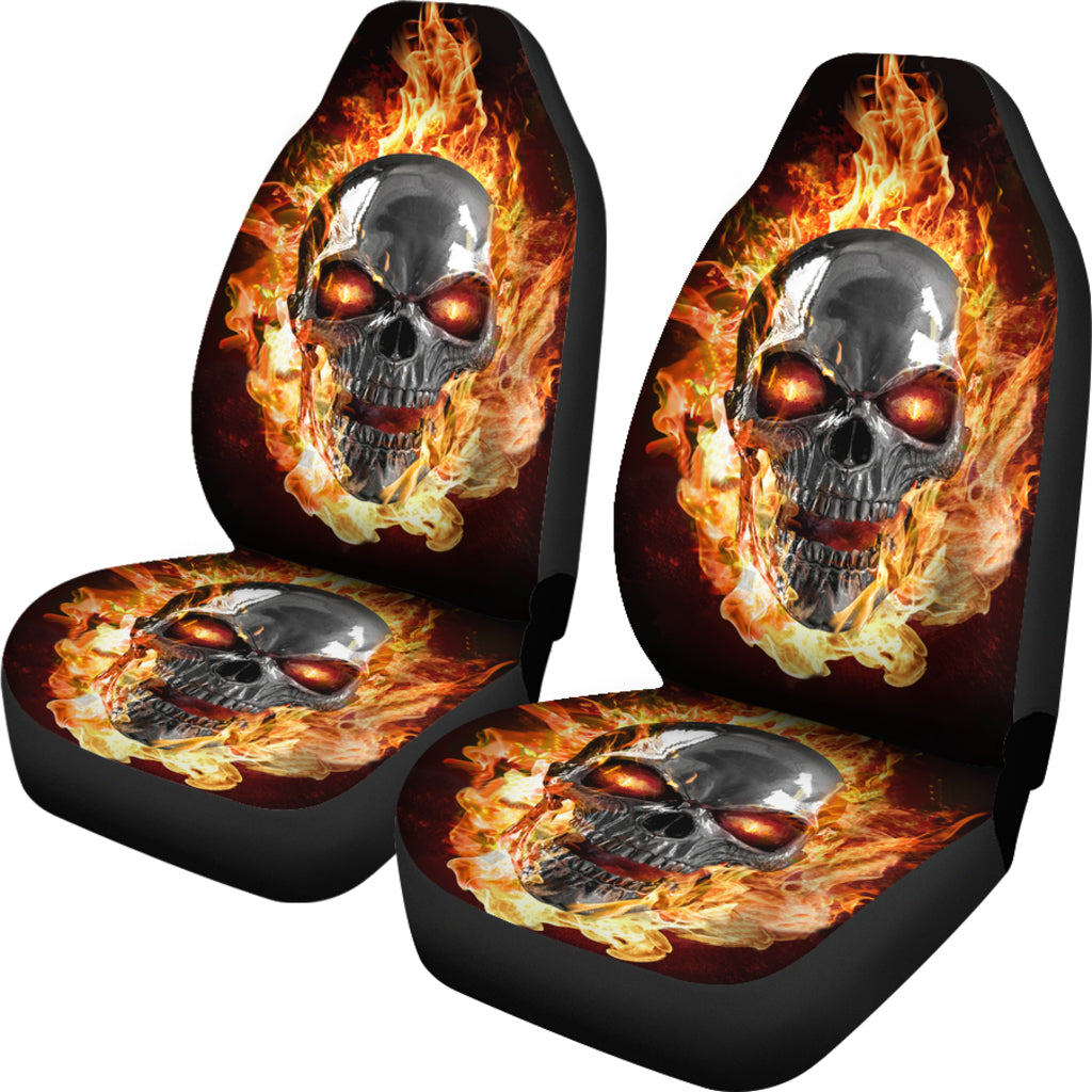Set of 2 - Burning skulls - Awesome car seat covers