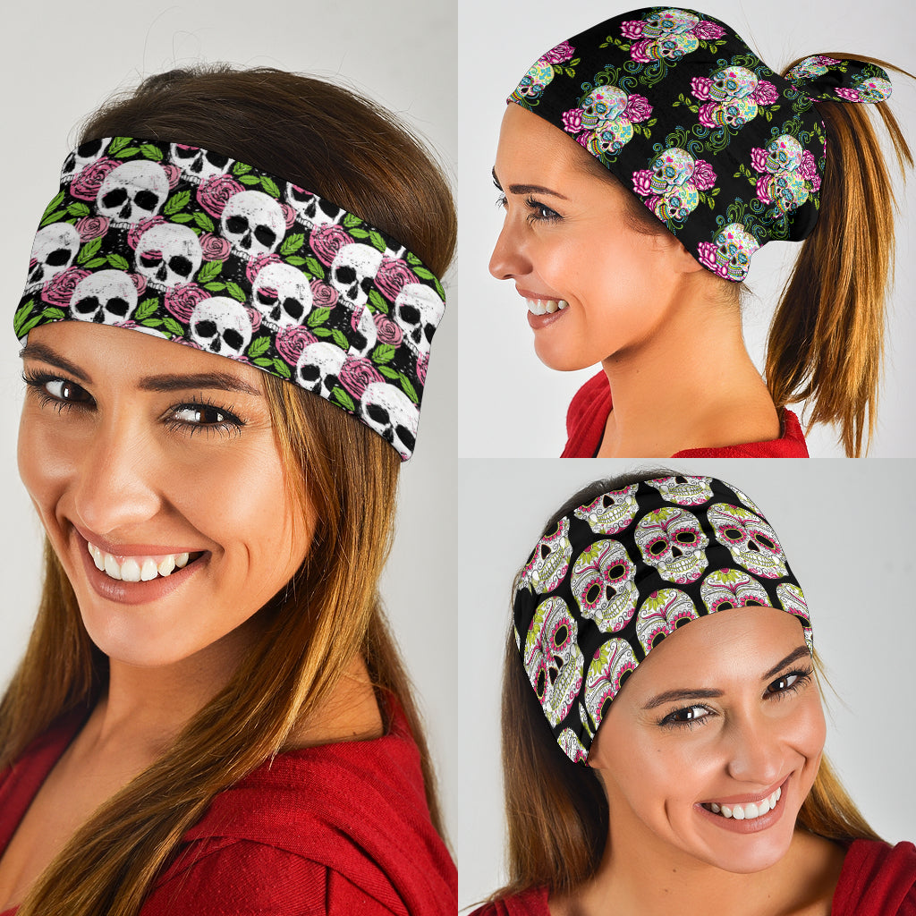 Set of 3 pcs skull sugar skull bandana