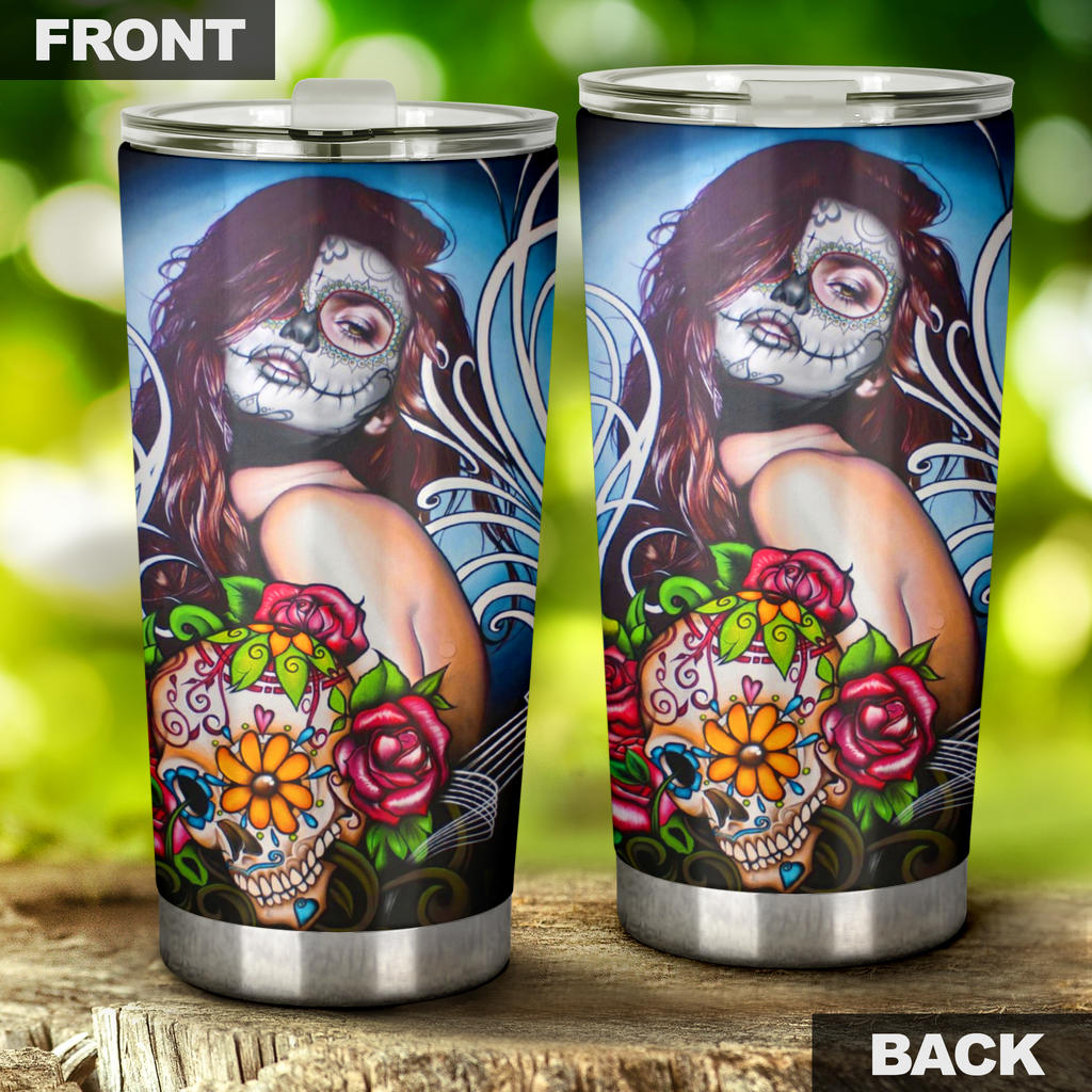 Sugar skull girl tumbler cup