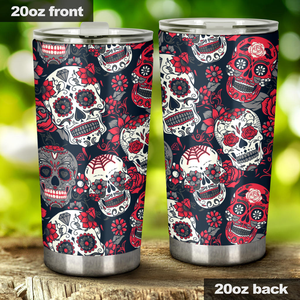 Sugar skull tumbler, candy skull tumbler mug
