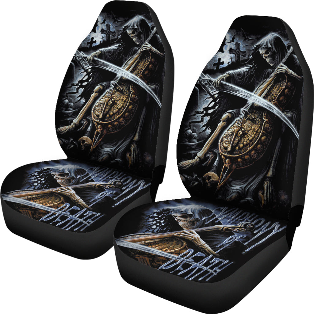 Set of 2 pcs grim reaper skull girl car seat covers