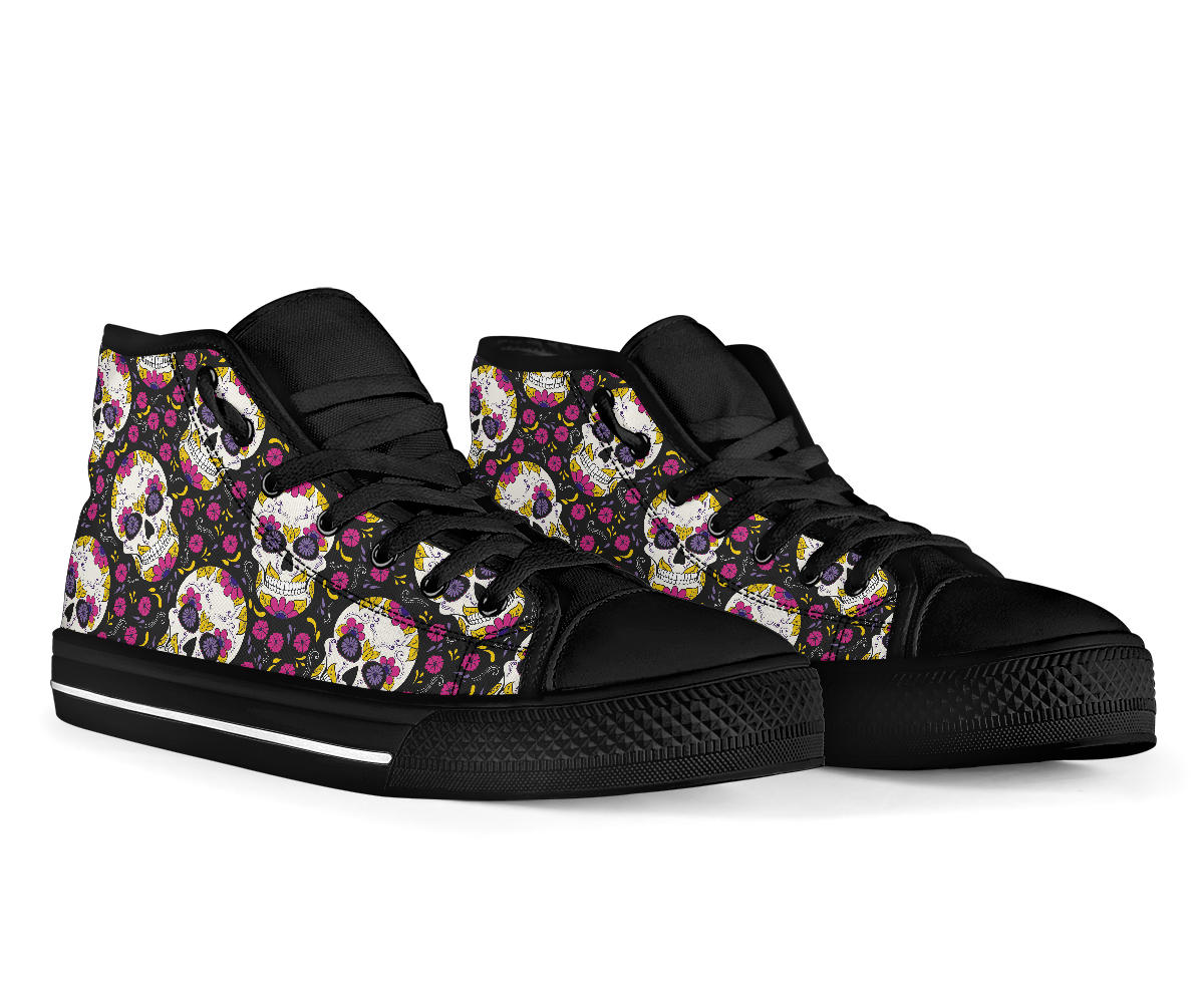 Black Sugar skull high top shoes