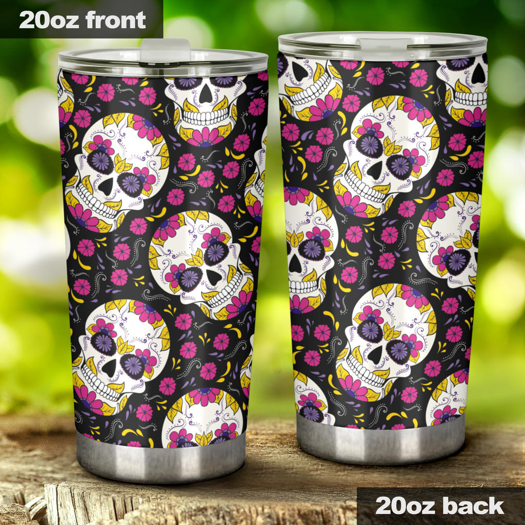 Sugar skull tumbler mug cup