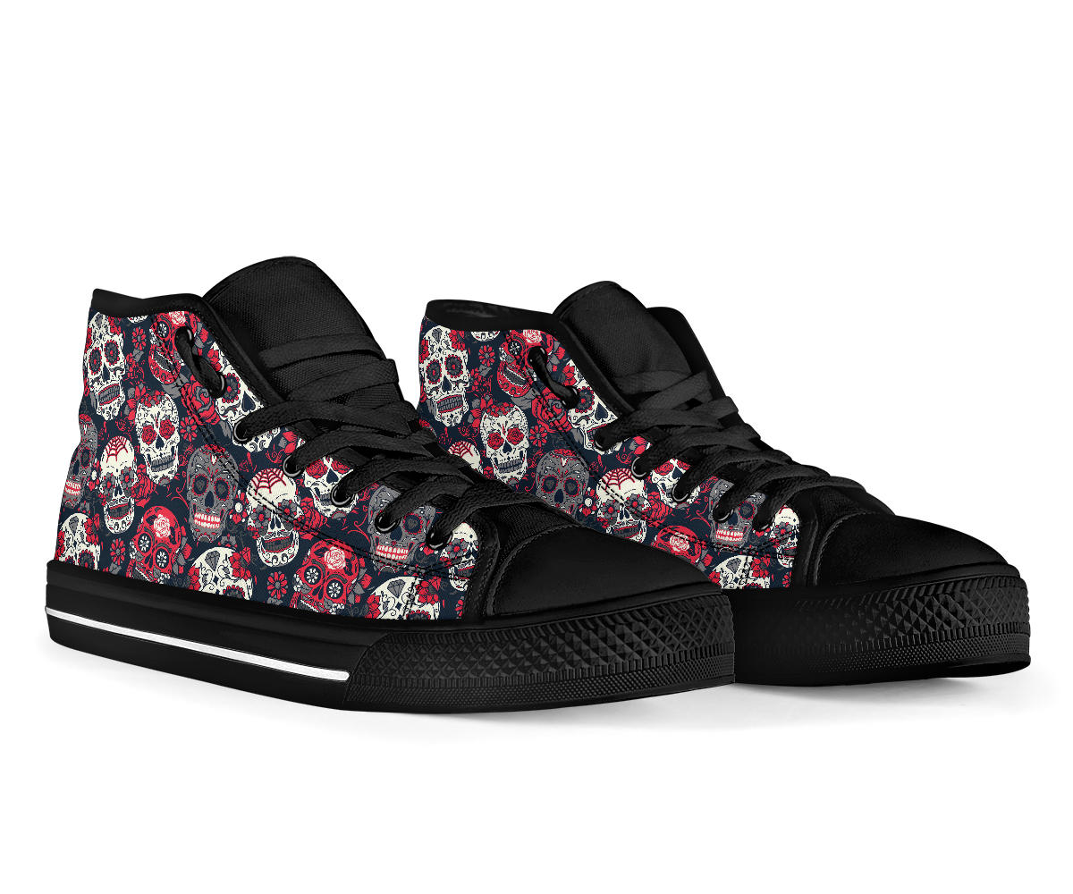 Black Sugar skull high top shoes
