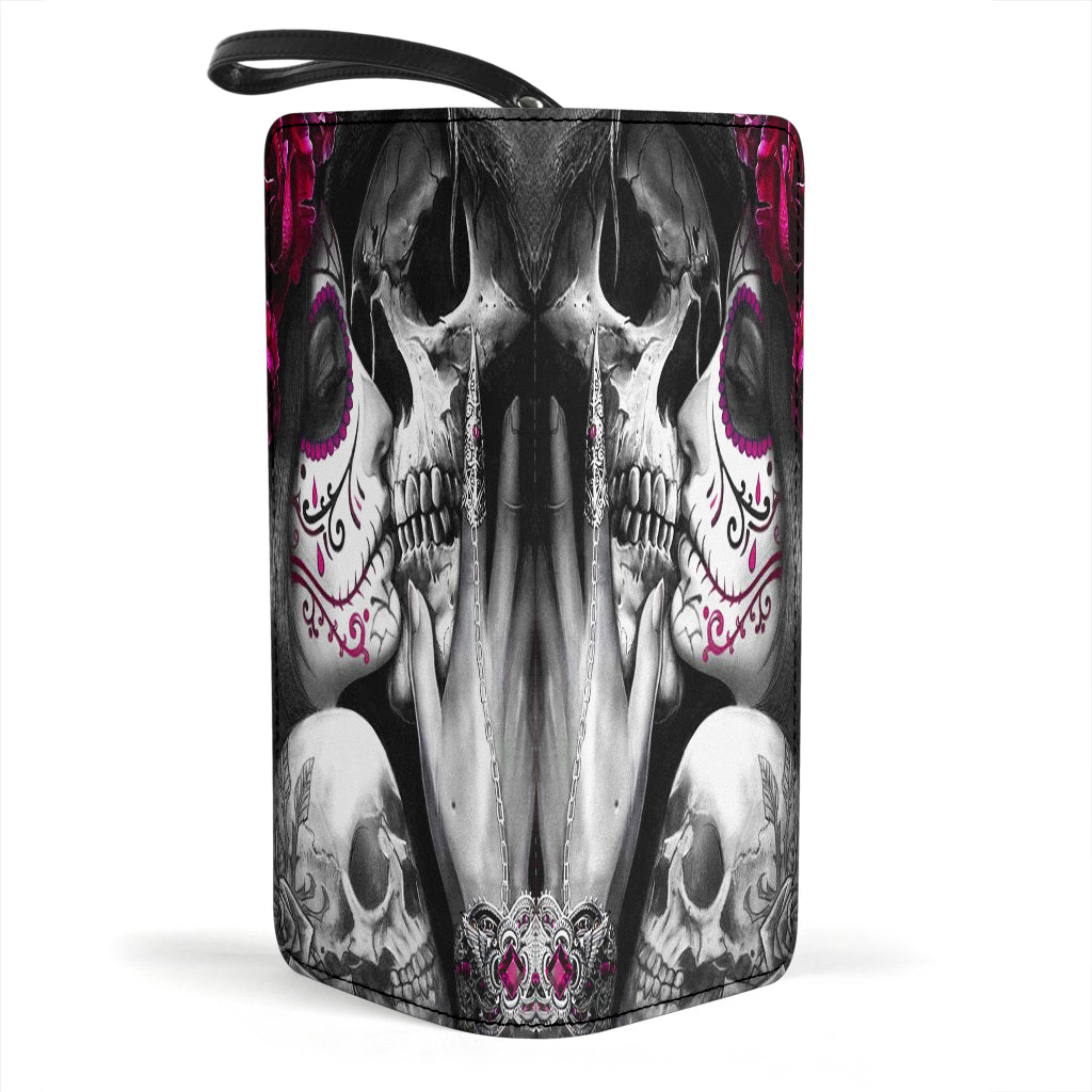 Sugar skull girl kiss grim reaper clutch wallet