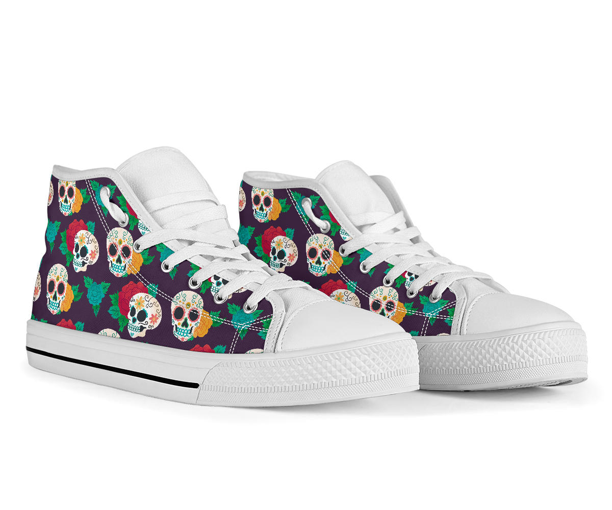 Black Sugar skull high top shoes