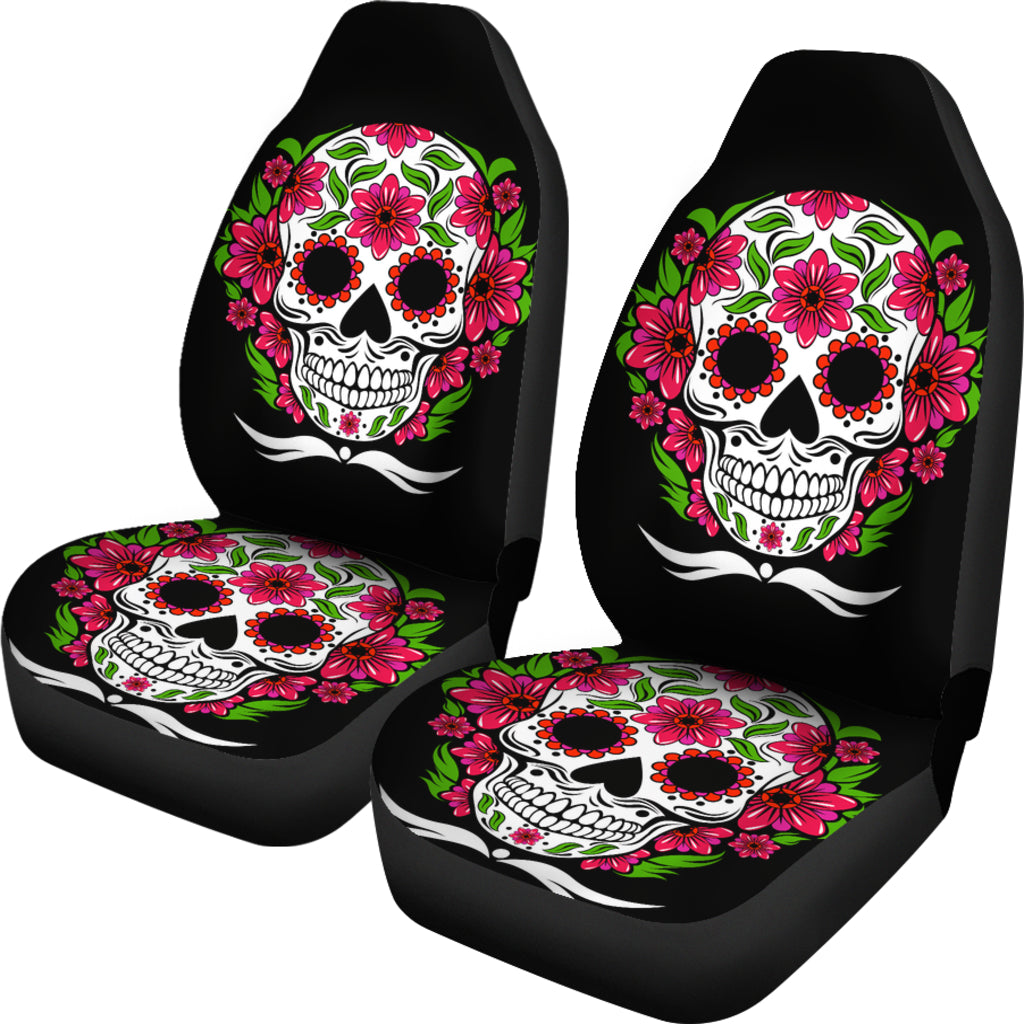 Sugar skulls car seat cover