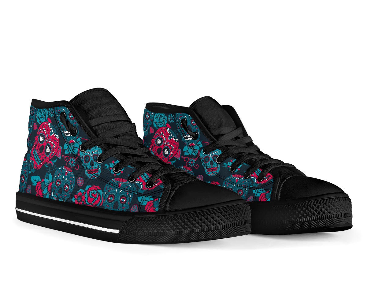 Black Sugar skull high top shoes