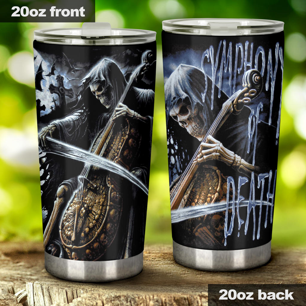 Skull grim reaper tumbler travel mug