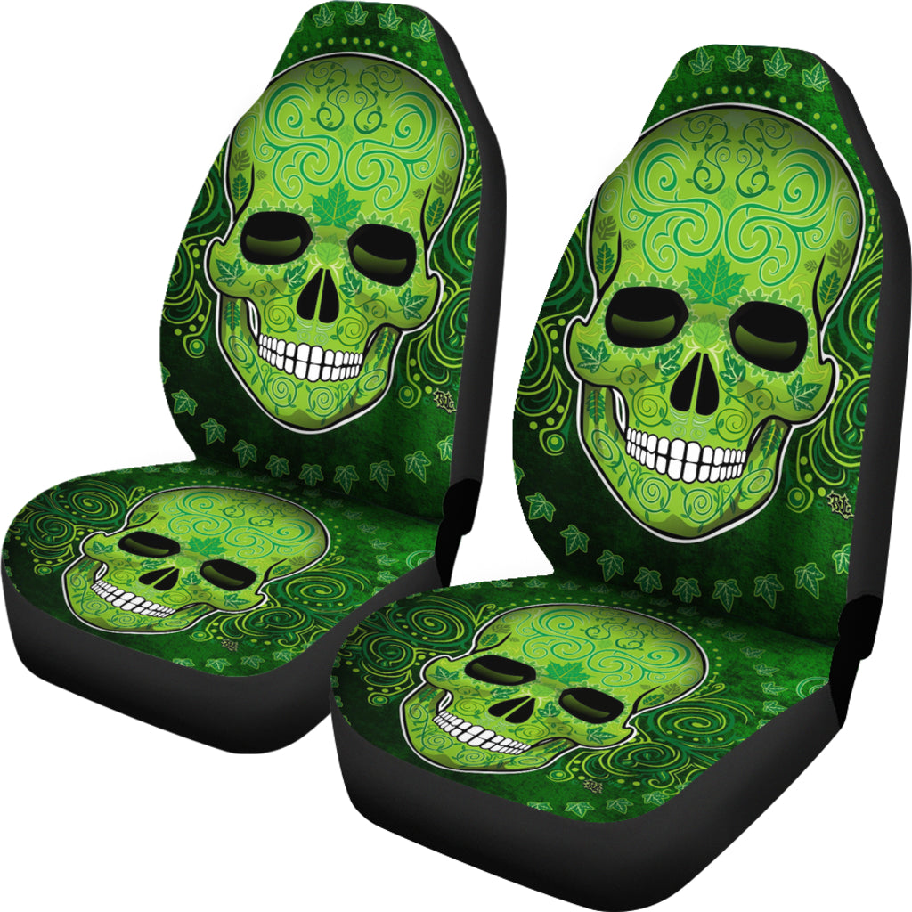 Set 2 pcs St patrick day skull car seat covers