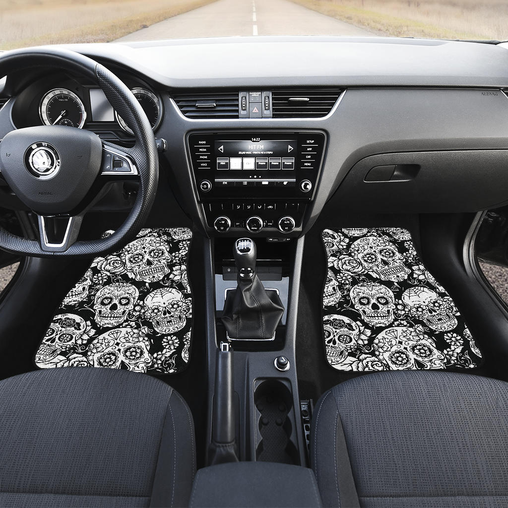 Set of 4 pcs sugar skull car mats