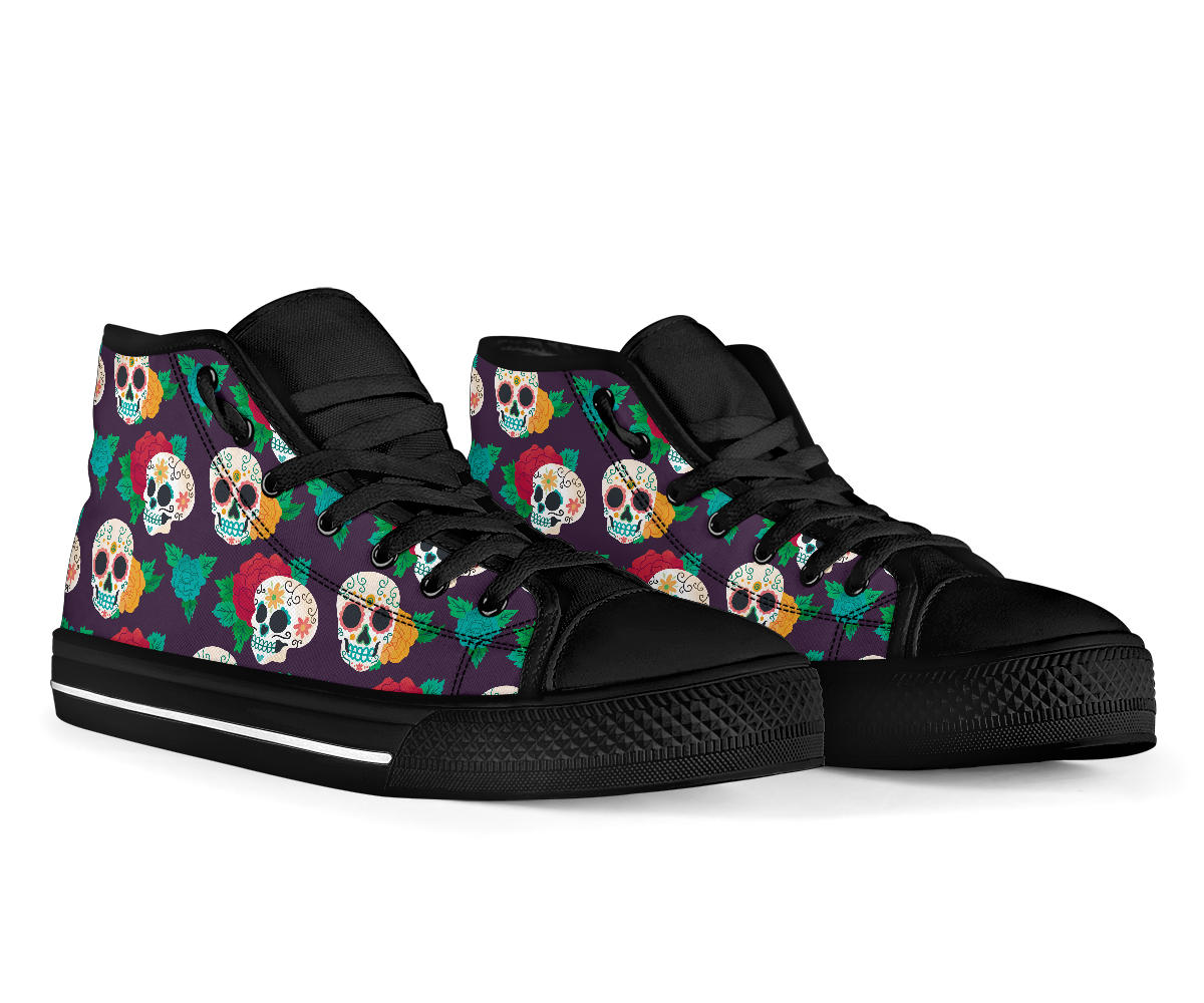 Black Sugar skull high top shoes
