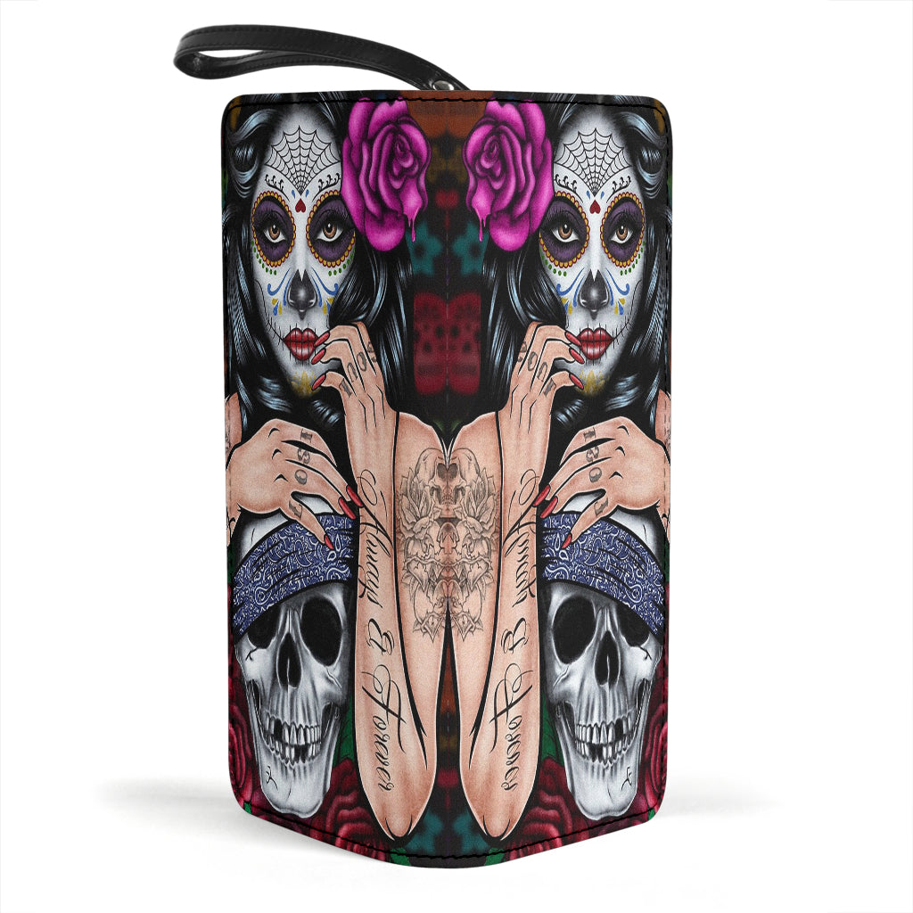 Sugar skull calavera girl wallet clutch purse